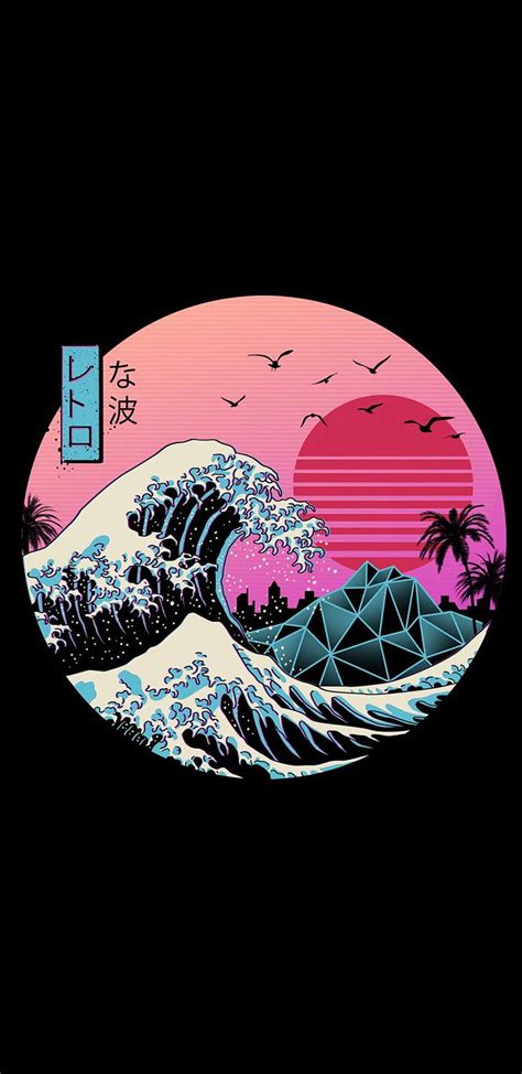 The Great Wave Off Kanagawa Retro Wave Amoled Hd Phone Wallpaper Pxfuel