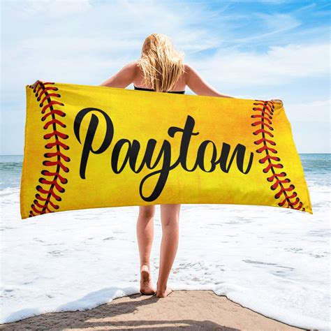 Personalized Softball Beach Towel Rally Towel Softball Gift Softball