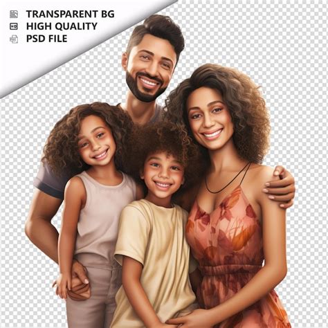 Familia Latina De Estilo Ultra Realista Con Fondo Blanco Archivo PSD Premium