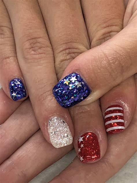 4th Of July Patriotic Gel Nails Light Elegance Justice After Midnight