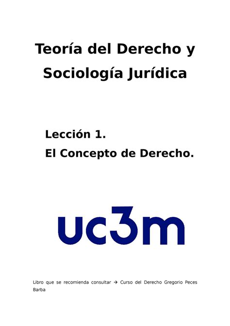 Lección 1 El Concepto de Derecho Ana Donado Teoría del Derecho y