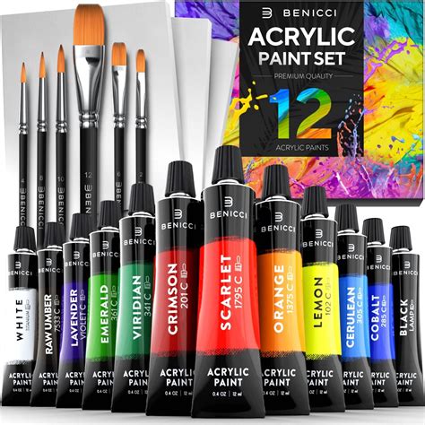 Acrylic Paint Set Vibrant Colors Art Brushes And Paint