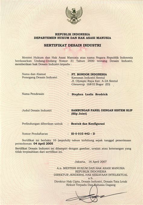 Bondor Indonesia Certifications