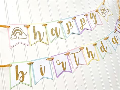 Rainbow Happy Birthday Banner/ Rainbow Age Banner/ Rainbow - Etsy