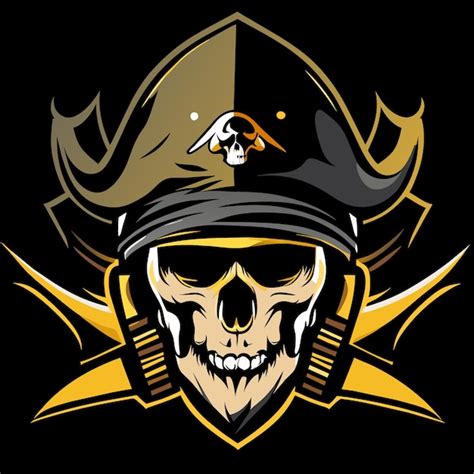 Vetor De Emblema De Caveira Pirata Vetor Premium