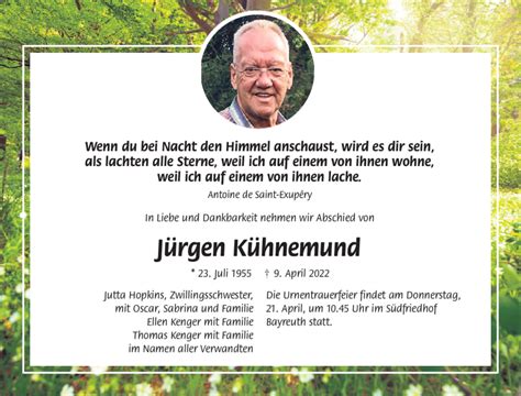 Traueranzeigen Von J Rgen K Hnemund Nordbayerischer Kurier