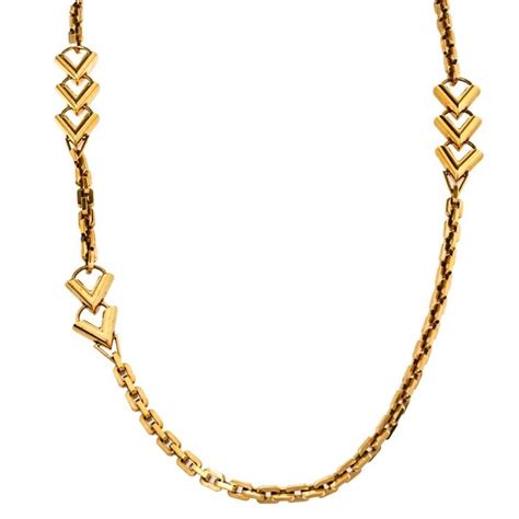 Louis Vuitton Gold Tone V Chain Sautoir Necklace Louis Vuitton The