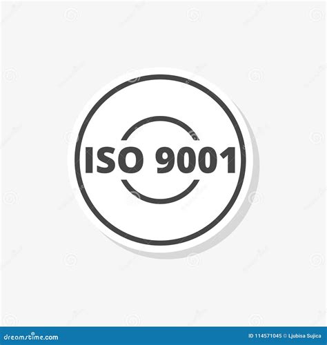 El ISO 9001 Certificó La Etiqueta Engomada De La Muestra Icono Simple