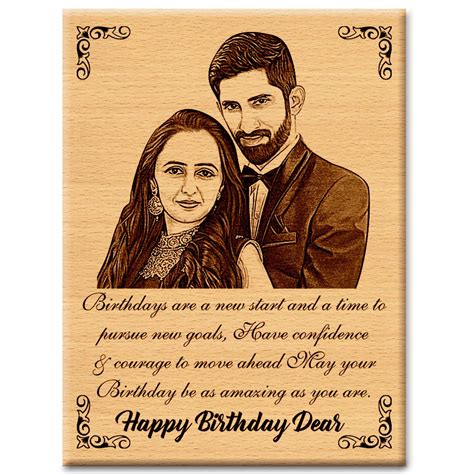 Personalized Wooden Engraved Photo Frame For B Day Angroos