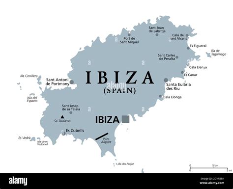 Ibiza Gray Political Map Part Of Balearic Islands An Archipelago And