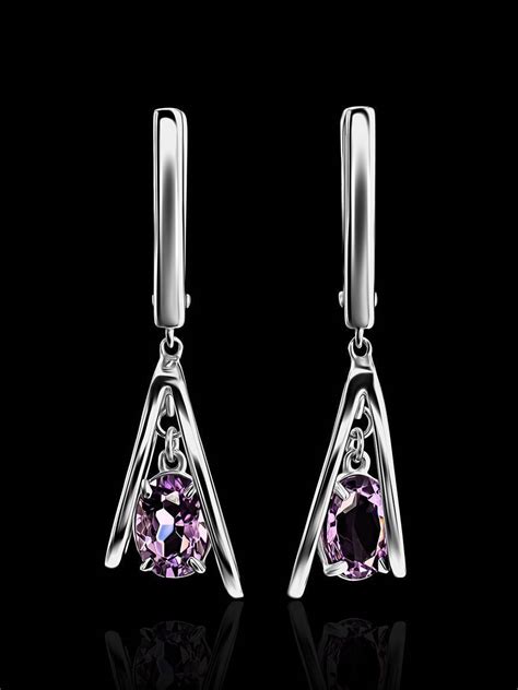Серьги :: Серьги из серебра :: Нарядные серебряные серьги с аметистами