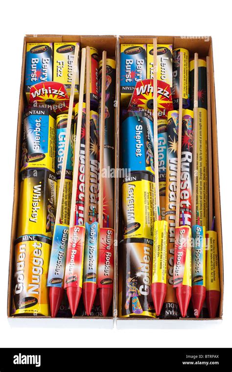 Two Boxes Of Mixed Fireworks Stock Photo Alamy