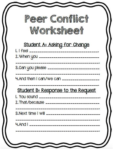 Peer Mediation Worksheet Peer Conflict Worksheet For Students Free