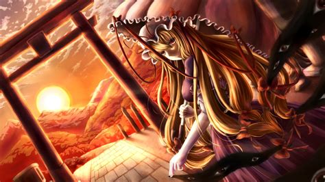 Blonde Haired Female Anime Character Graphic Wallpape Yakumo Yukari