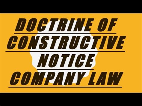 Doctrine Of Constructive Notice Youtube