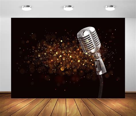 Amazon BELECO 5x3ft Fabric Musical Microphone Backdrop Gold