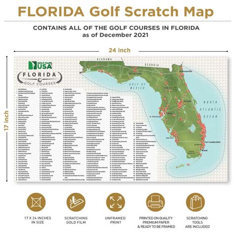 Florida Golf Course Scratch Off Map - Golf Maps USA