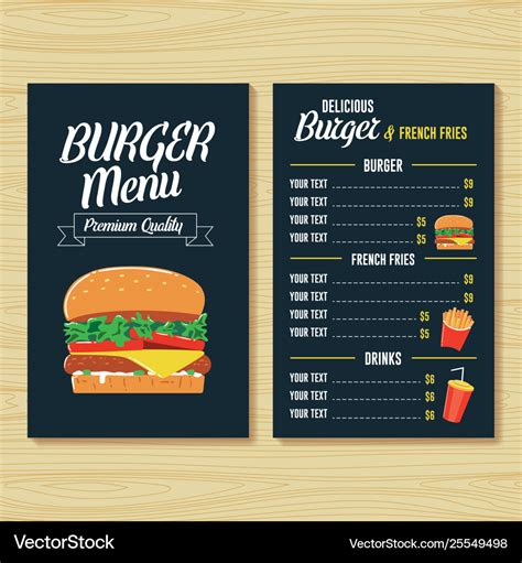 Burger Menu Template Royalty Free Vector Image