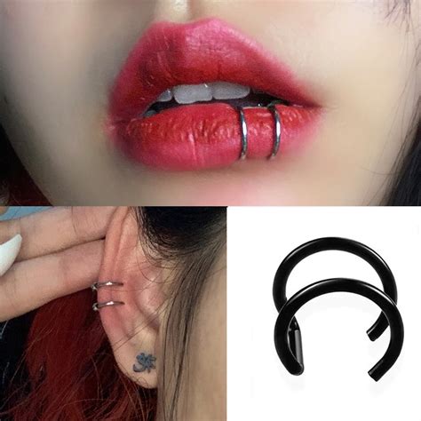 1 Pcs Titanium Steel U Shaped Ear Bone Clip Fake Lip Ring Lip Clip Non