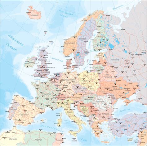 Digitale Kaart Van Europa Kaart Plattegrond