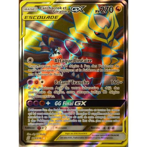 Carte Pok Mon Carchacrok Giratina Gx Escouade Sl Soleil