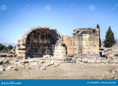 Hierapolis Ruins in Pamukkale, Turkey Stock Image - Image of hierapolis ...