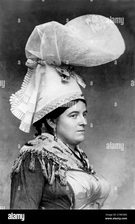 Norman Woman In Traditional Lace Head Dress From Coutances Normandy