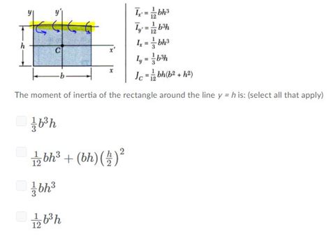 Solved The Parallel Axis Theorem Is Select All That Apply