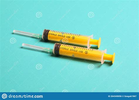 Top View Of Medical Syringes On Colorful Background Health Care