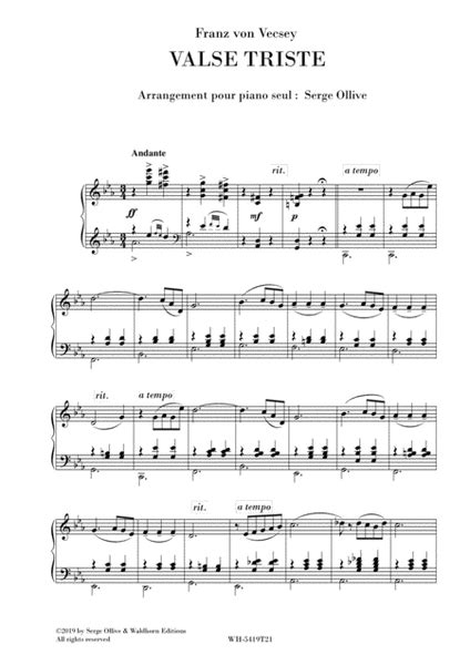 F Von Vecsey Valse Triste For Piano Piano Solo Digital Sheet