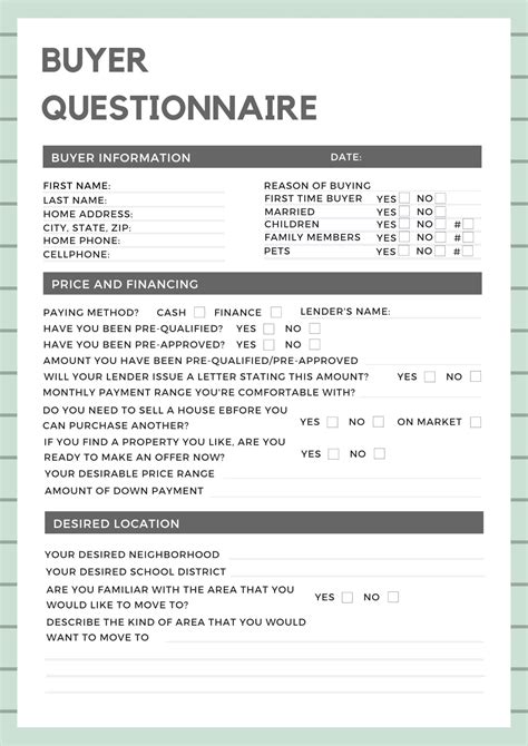 Home Buyer Questionnaire Real Estate Marketing Canva Template Etsy