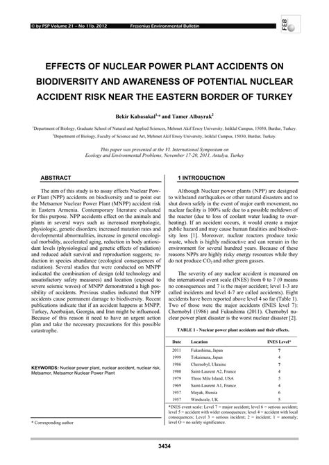 Pdf Effects Of Nuclear Power Plant Accidents On Biodiversity And