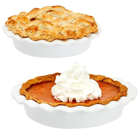 Set of 2 White Ceramic Pie Pans Dishes for Baking and Kitchen ...