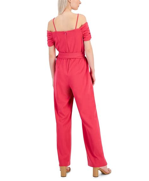 Tahari Asl Womens Off The Shoulder Crepe Jumpsuit Macys