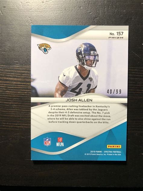 2019 Panini Spectra Rookies 99 Josh Allen 157 Rookie RC Jaguars Card