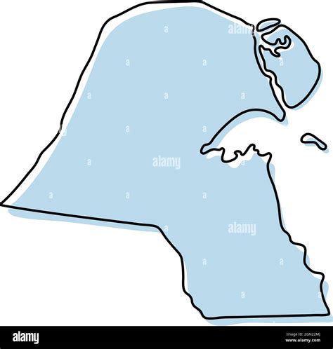 Stylized Simple Outline Map Of Kuwait Icon Blue Sketch Map Of Kuwait