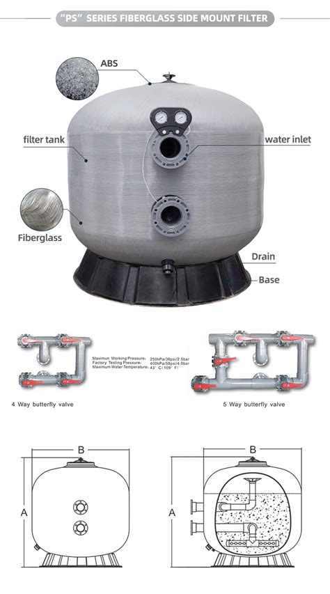 Fiberglass Flange Sand Filter Tank Commercial Swimming Pool Rapid Sand