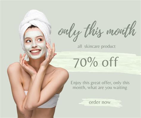 Cosmetics Sale Woman Applying Cream Online Facebook Post Template Vistacreate