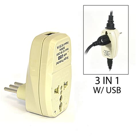 Orei 3 In 1 Italy Travel Adapter Plug With Usb And Surge Protection