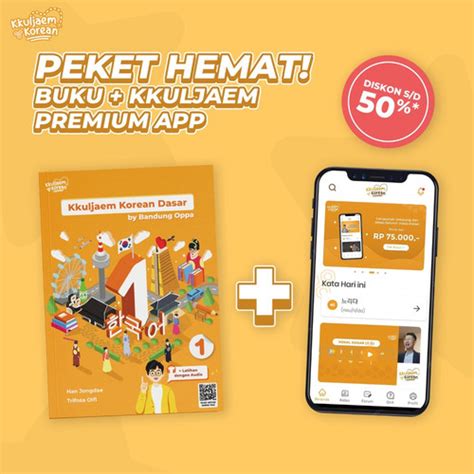 Jual [PAKET HEMAT] BUKU BAHASA KOREA DASAR 1 + KKULJAEM KOREAN APP - Premium 1bln, Buku KK Dasar ...