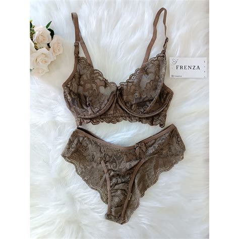 Conjunto Lingerie Renda Transparente Shopee Brasil