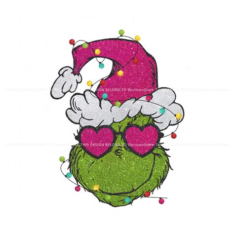 Glitter Pink Grinch Christmas Lights Png