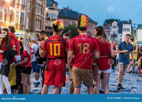 Jette Brussels Belgium Belgian Football Fans Celebrating The Belgian