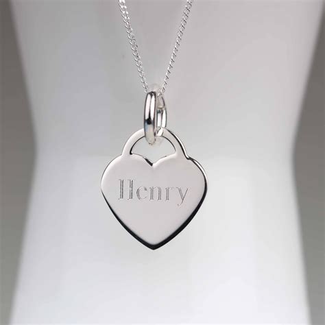 Personalised Engraved Solid Silver Heart Necklace Etsy