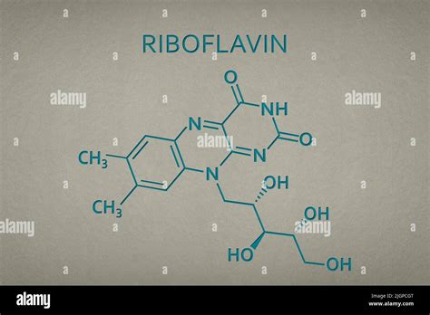 Vitamin B2 Riboflavin Molecule On Paper Texture Background Skeletal