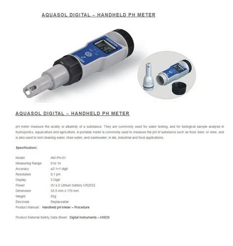 AQUASOL 0 1PH Pen Type Ph Meter For Laboratory Model Name Number Am