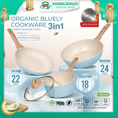 Jual Tifale By Hongzhuo In Organic Bluely Cookware Marble Coated Anti