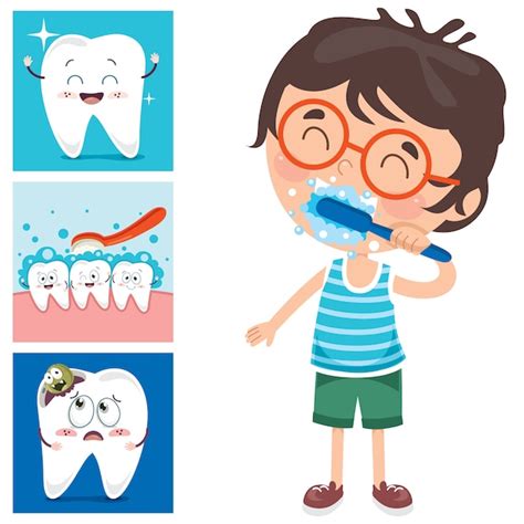 Premium Vector Brushing Teeth Concept With Cartoon Character