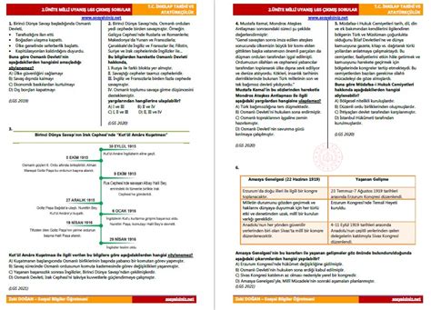 T C Ink Lap Tarihi Milli Uyan Lgs Km Sorular Sosyal Bilgiler