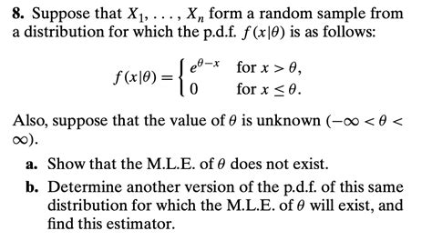 Solved 8 Suppose That X1  Xn Form A Random Sample From A